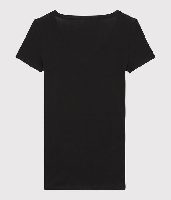Women's Fine Rib Knit T-Shirt NOIR black