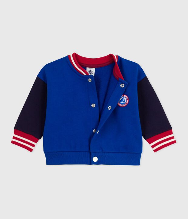 Babies' varsity-style cotton jacket in two colours blue/blue