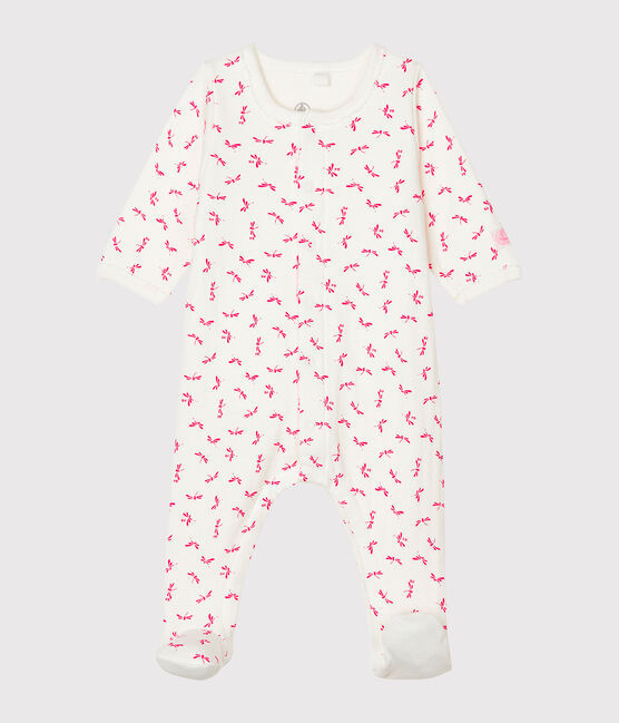 Baby Girls' Tube Knit Bodyjama MARSHMALLOW white/GROSEILLER pink
