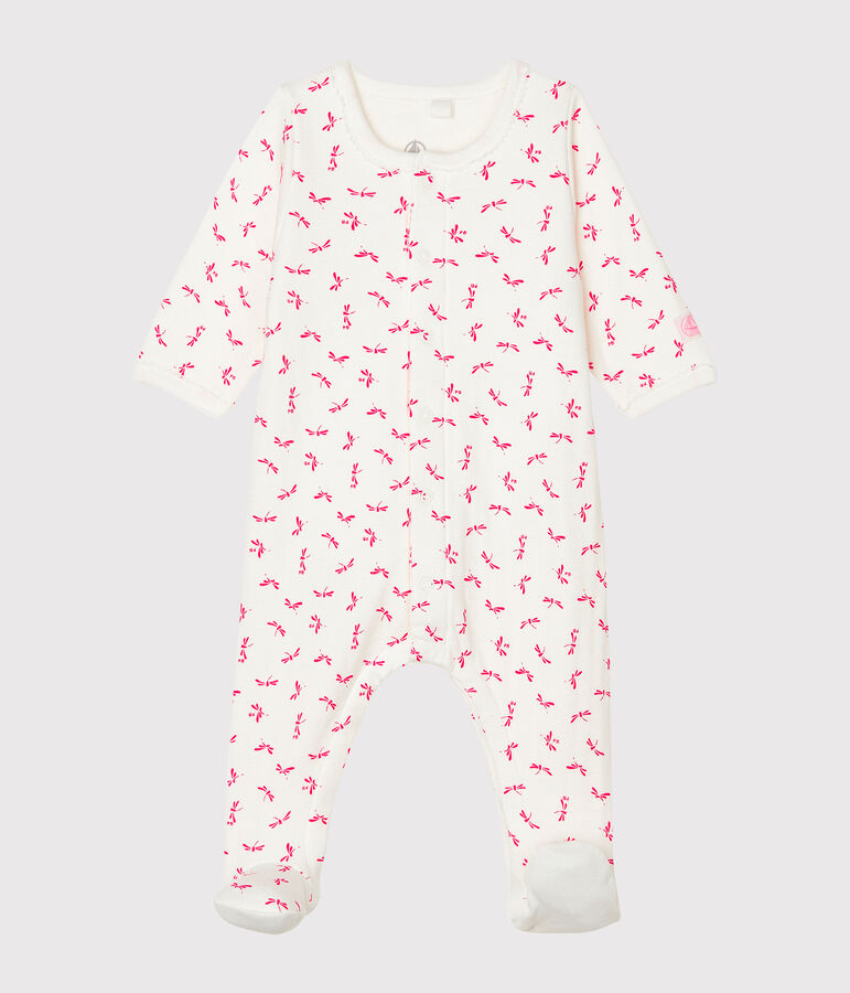 Baby Girls' Tube Knit Bodyjama MARSHMALLOW white/GROSEILLER pink