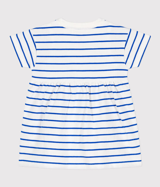 Babies' Fleece Dress/Bodysuit MARSHMALLOW white/PERSE blue
