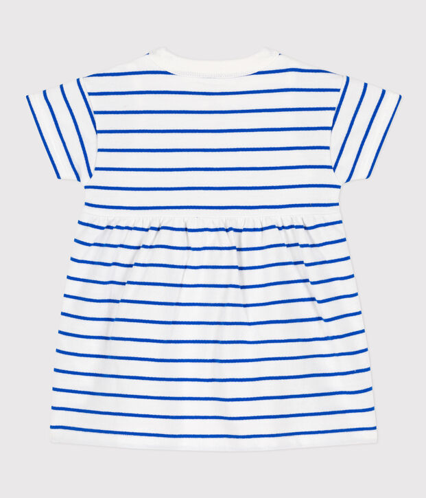 Babies' Fleece Dress/Bodysuit white/blue