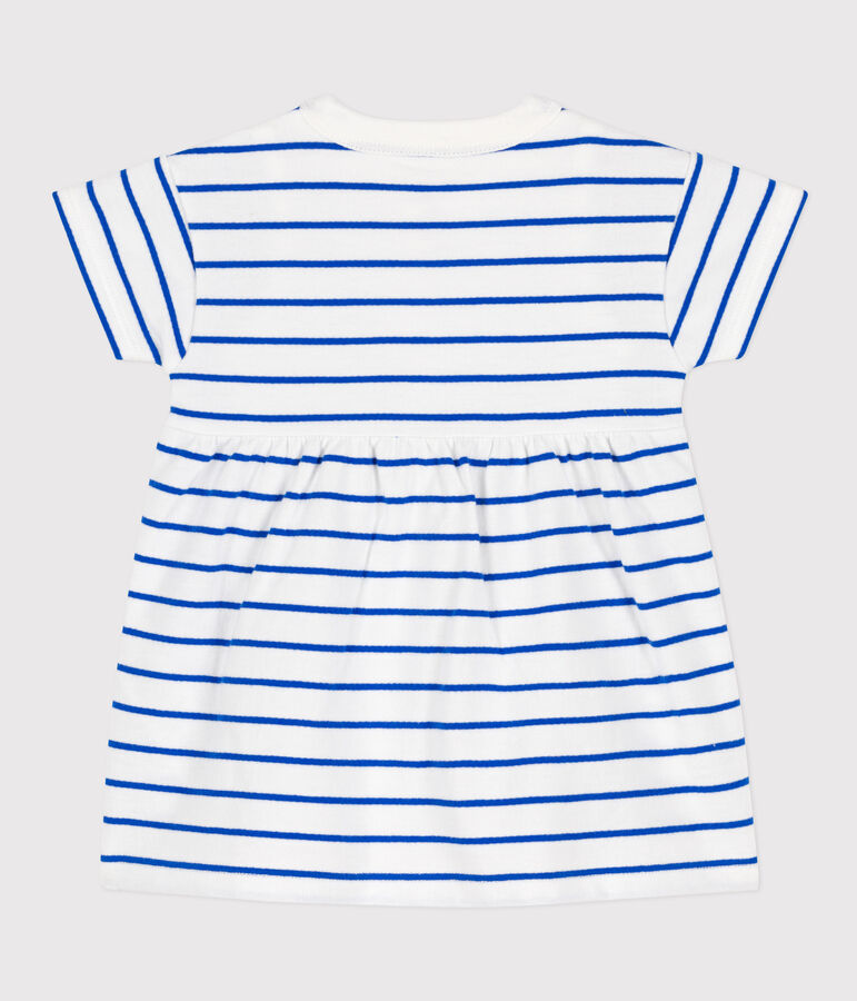 Babies' Fleece Dress/Bodysuit white/blue