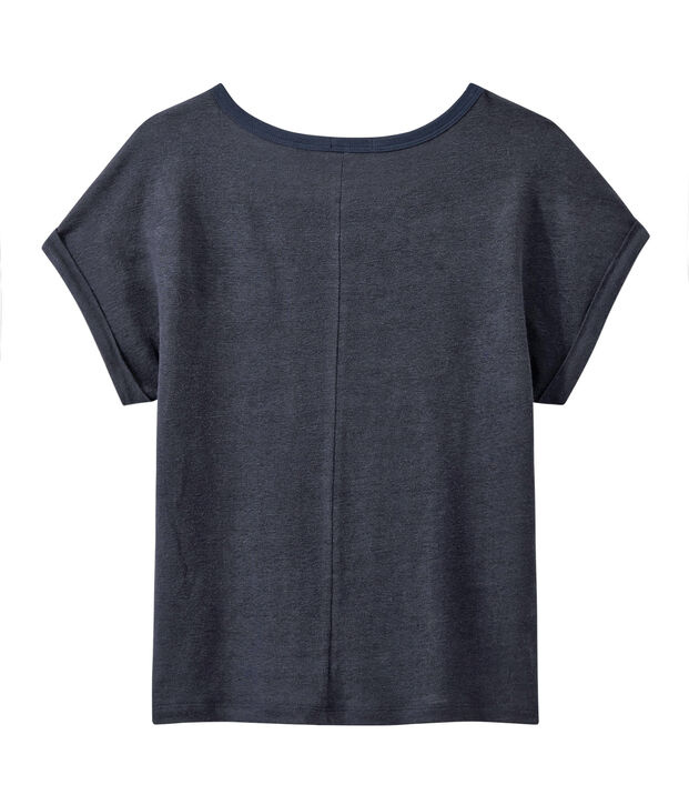 Women's flowing linen tee blue