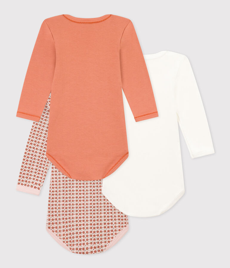 Babies' Floral Long-Sleeved Cotton Bodysuits - 3-Pack multicolor