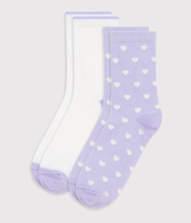 Children's heart-print cotton socks - 2-Pack multicolor