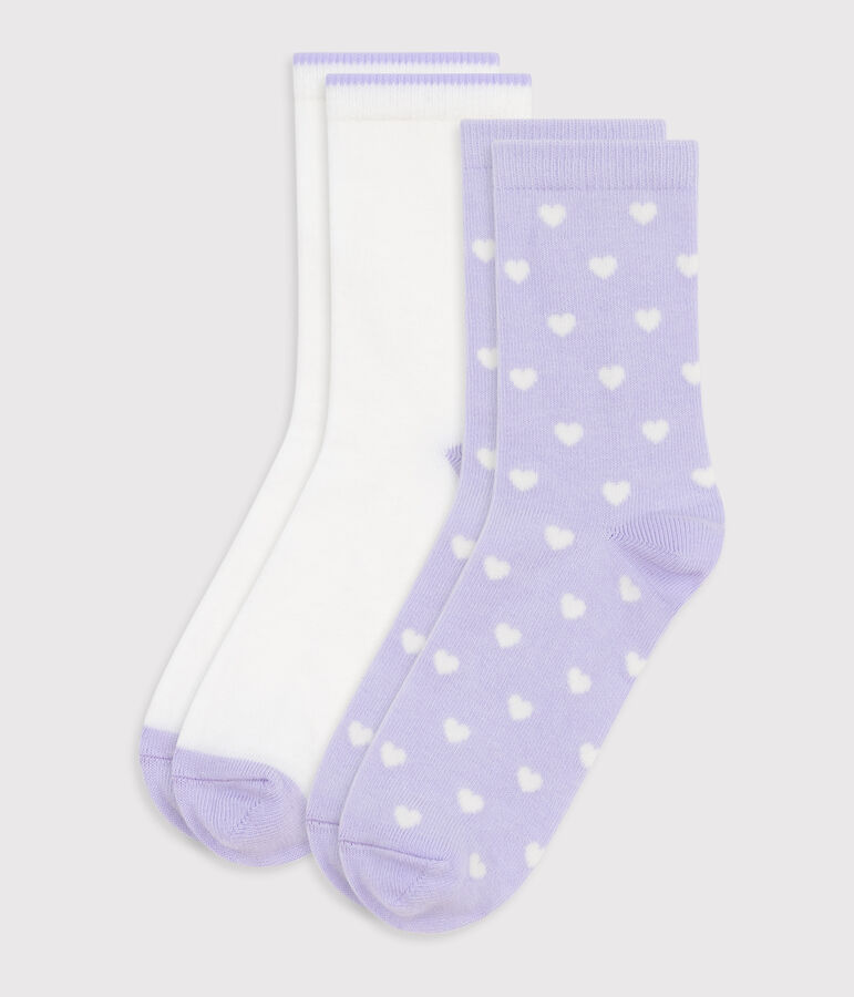 Children's heart-print cotton socks - 2-Pack multicolor