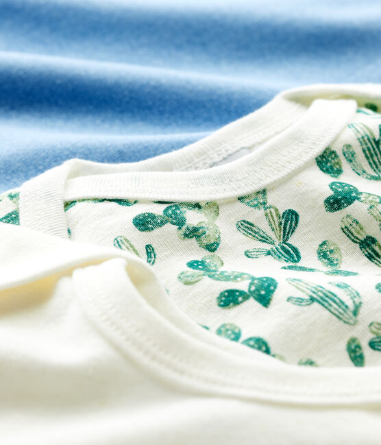 Babies' Short-Sleeved Cactus Pattern Cotton and Linen Bodysuit - 3-Pack variante 1