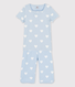 Girls' Blue Heart Pattern Organic Cotton Short Pyjamas