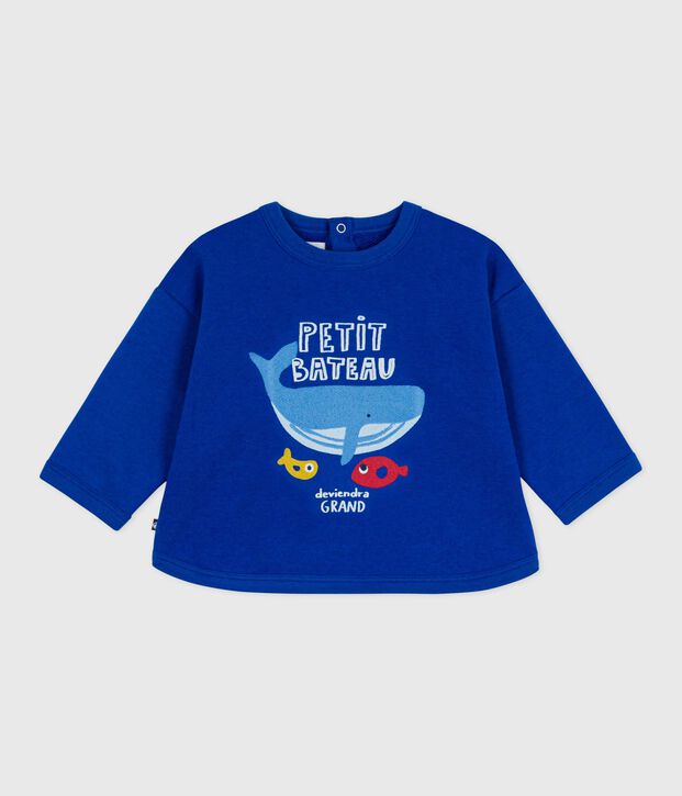 Babies' whale pattern cotton sweatshirt blue