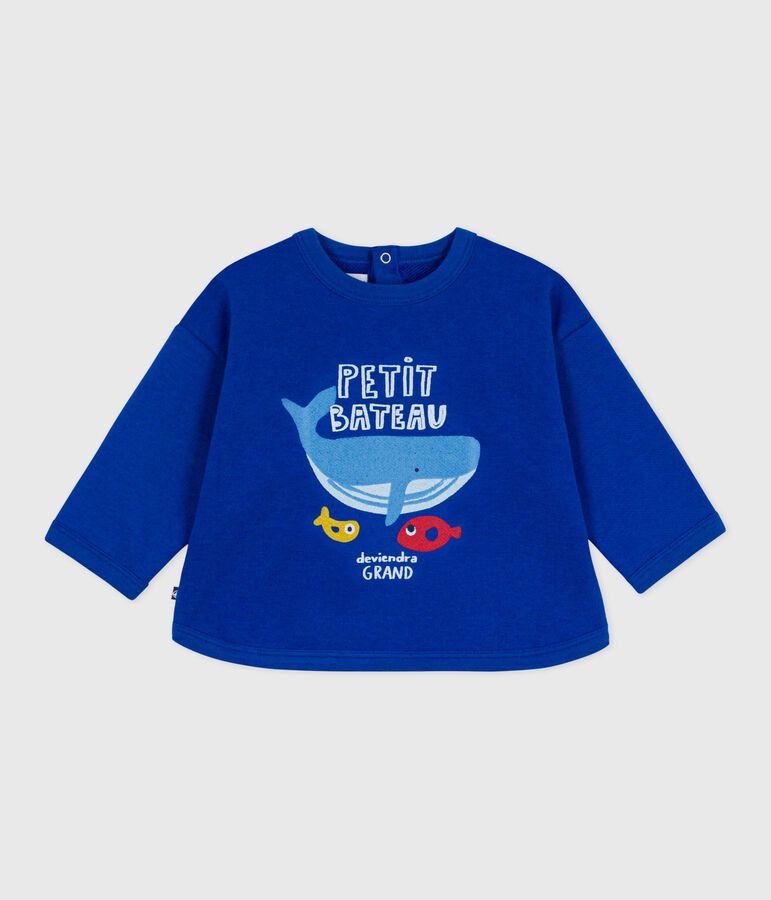 Babies' whale pattern cotton sweatshirt blue