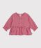 Babies' long-sleeved stripy cotton blouse pink/pink