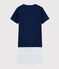 Unisex Plain Ribbed Short Pyjamas MEDIEVAL blue/POUSSIERE grey