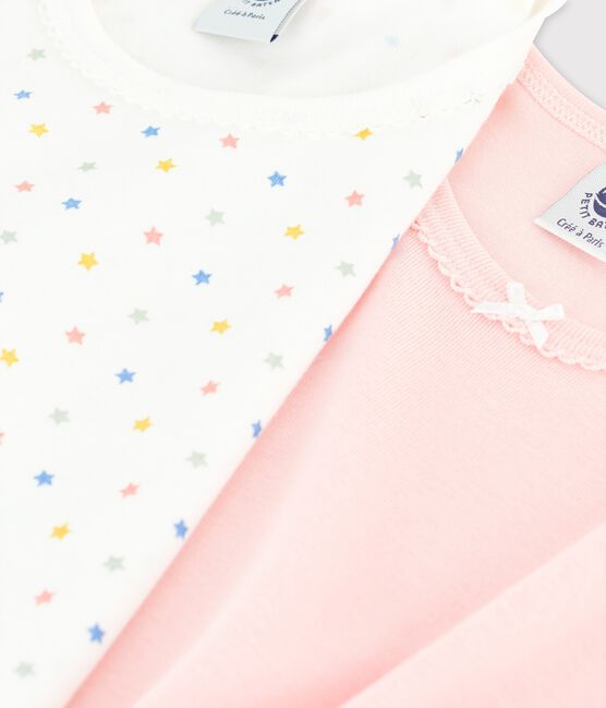 Girls' Mini Star Patterned Short-Sleeved Organic Cotton T-Shirts - 2-Pack variante 1