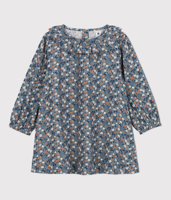 Girls' Long-Sleeved Floral Cotton Gauze Dress ROVER /MULTICO