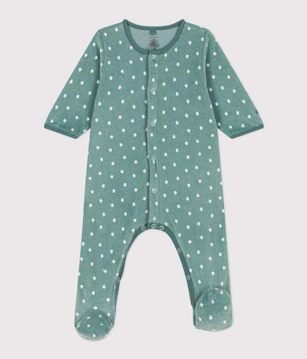 Babies' Starry Velour Pyjamas green/white