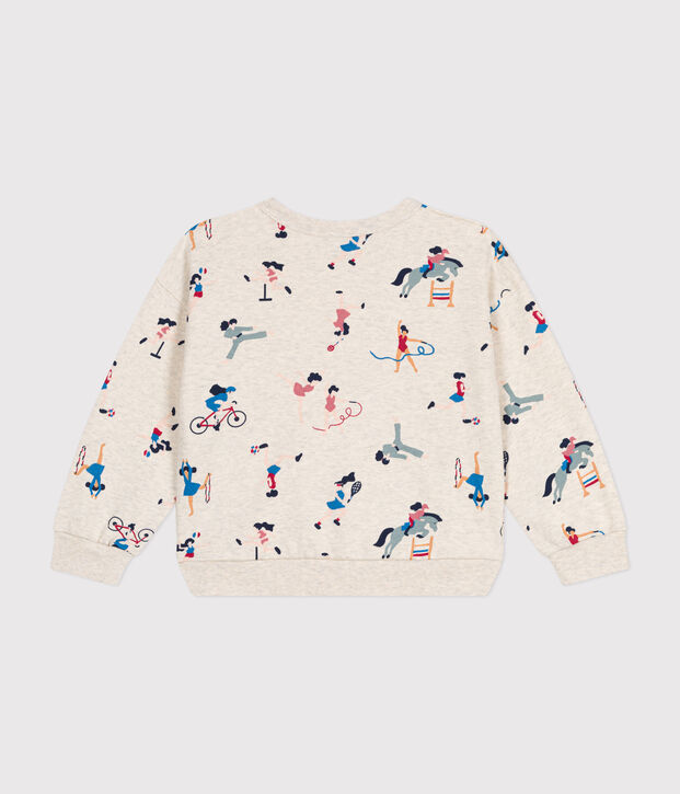 Girls' fleece sweatshirt beige/multicolor