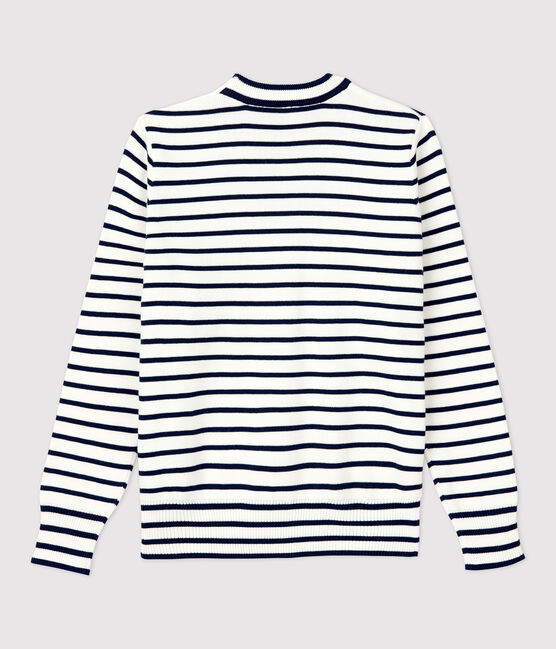 Women's Navy Cotton Jumper MARSHMALLOW white/SMOKING blue