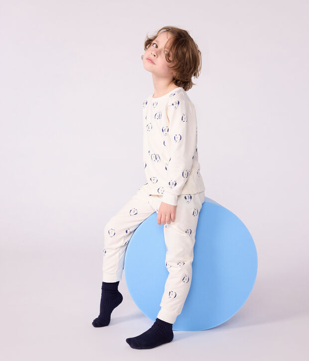 Children's penguin print fleece pyjamas blue/blue