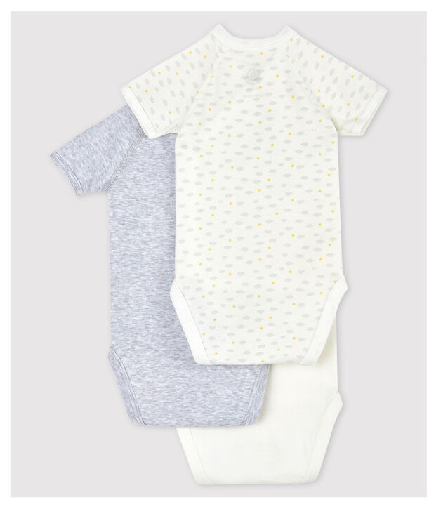 Babies' Short-Sleeved Wrapover Organic Cotton Bodysuits - 3-Pack multicolor