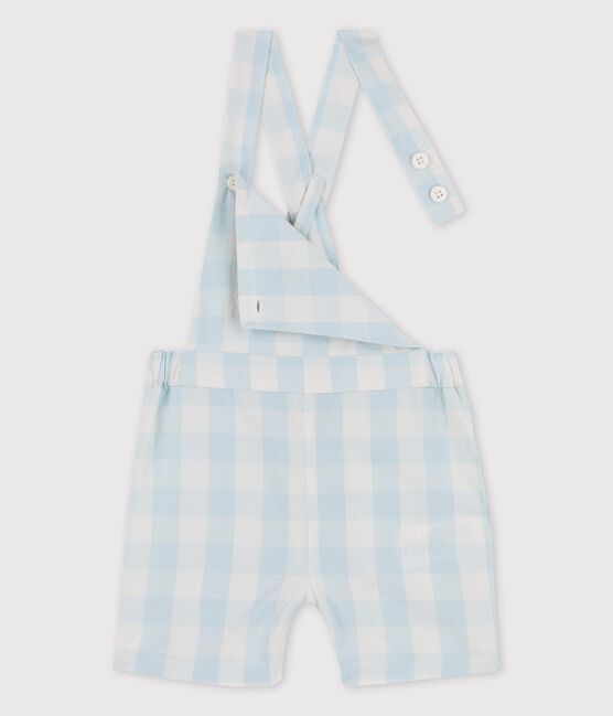 Babies' Poplin Dungaree Shorts BOLDAIR /MARSHMALLOW