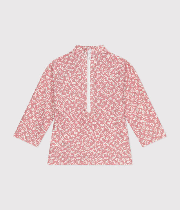 Babies' UV-protect swimming T-shirt pink/white