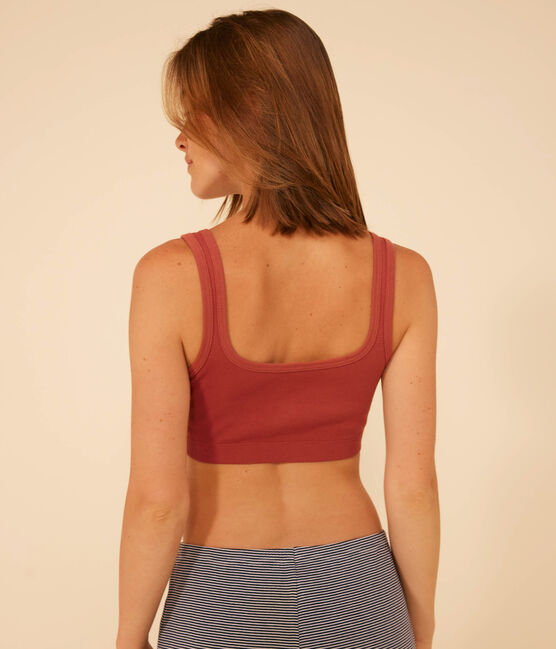 Women's Plain Cotton and Elastane Bra FAMEUX brown