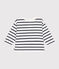 Babies' long-sleeved cotton T-Shirt MARSHMALLOW white/SMOKING blue