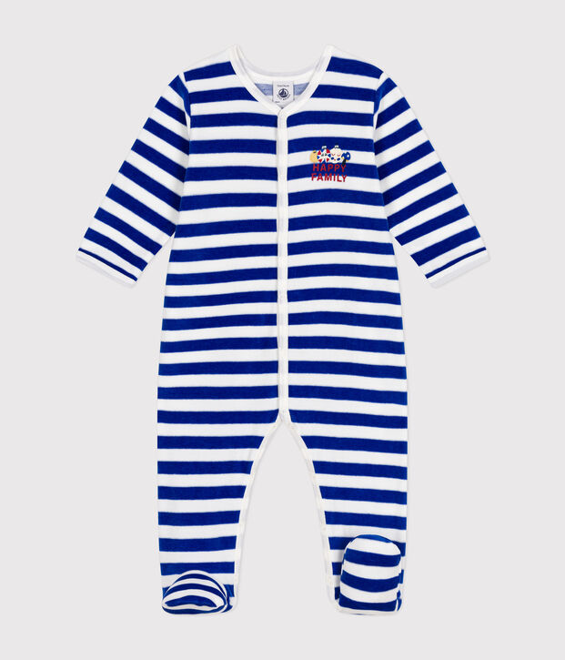 Babies' velour Christmas pyjamas blue/white