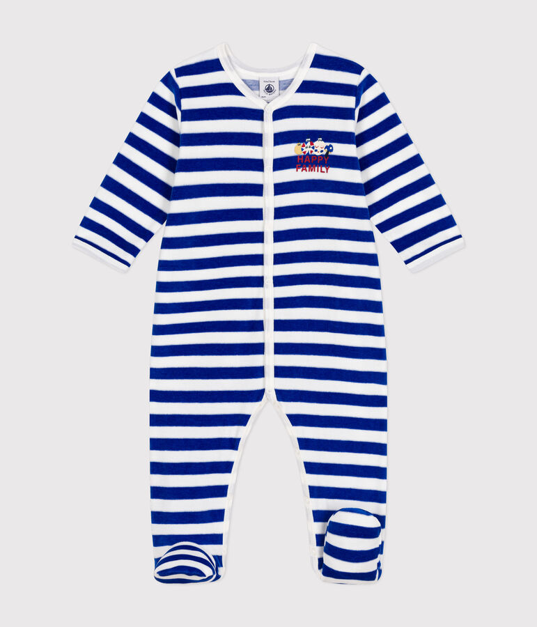 Babies' velour Christmas pyjamas blue/white