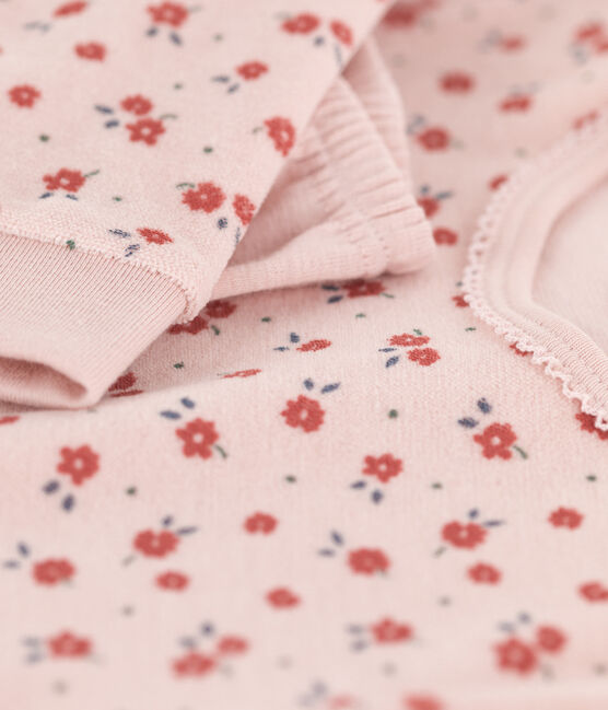 Girls' Floral Velour and Cotton Nightdress with Leggings SALINE pink/MULTICO white