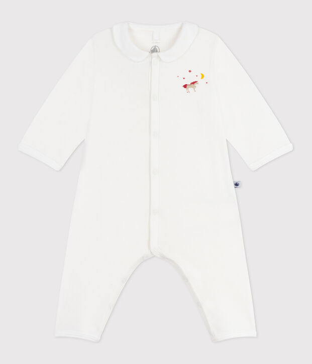 Babies' footless plain cotton pyjamas white