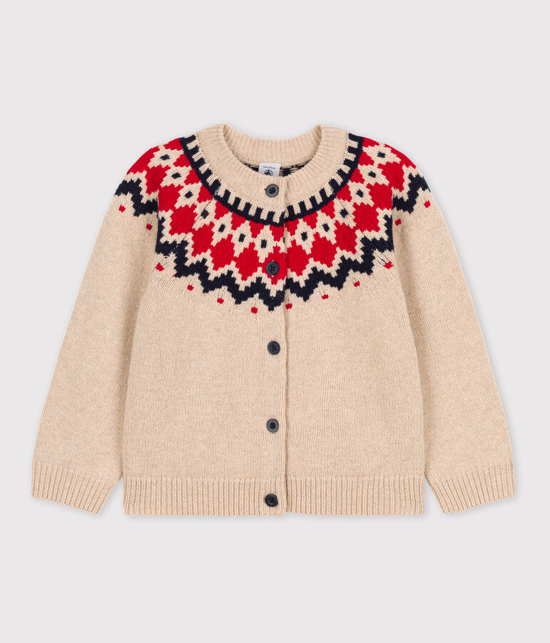 Girls' Wool/Cotton Cardigan beige/multicolor