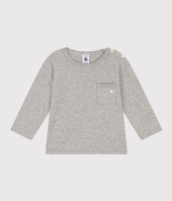 Babies' Long-Sleeved Slub Jersey T-Shirt CHATON CHINE grey