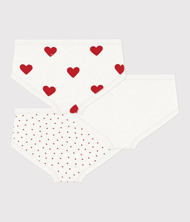 Children's high-waisted cotton heart pattern knickers - 3-Pack multicolor