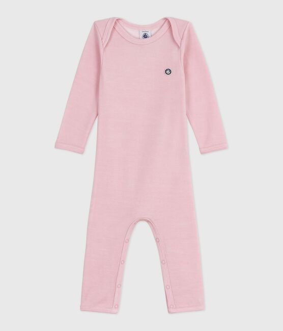 Babies' long-leg wool and cotton body JOLI pink