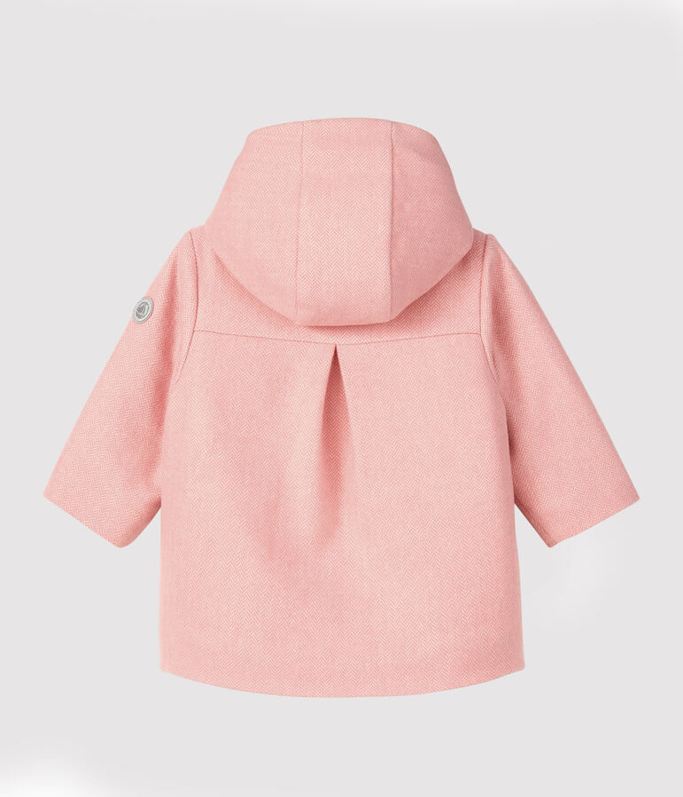 Girl's coat in wool fabric CHEEK pink/MARSHMALLOW white