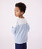 Children's long-sleeved cotton Breton T-shirt MARSHMALLOW white/ALASKA blue