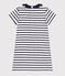 Children's short-sleeved cotton dress MARSHMALLOW white/SMOKING blue