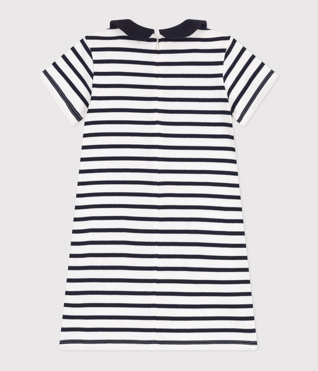 Children's short-sleeved cotton dress white/blue