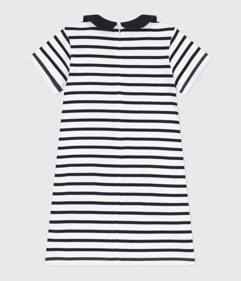 Children's short-sleeved cotton dress white/blue