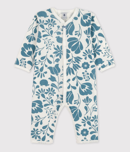 Babies' Floral Footless Cotton Sleepsuit MARSHMALLOW white/ROVER