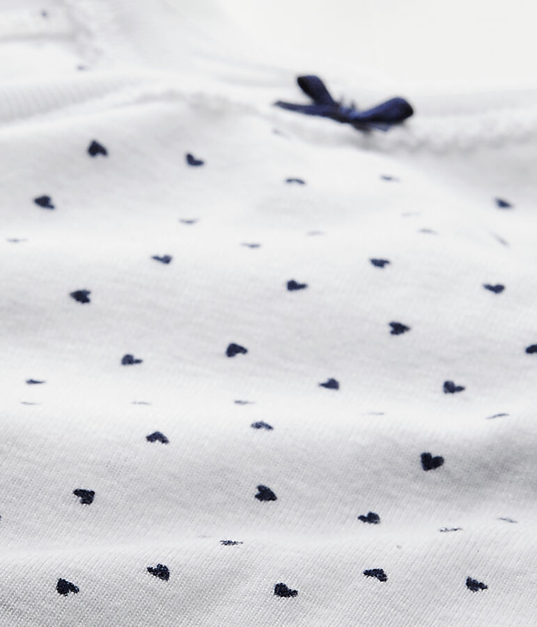 Newborn baby girls' long-sleeved printed bodysuit white/blue