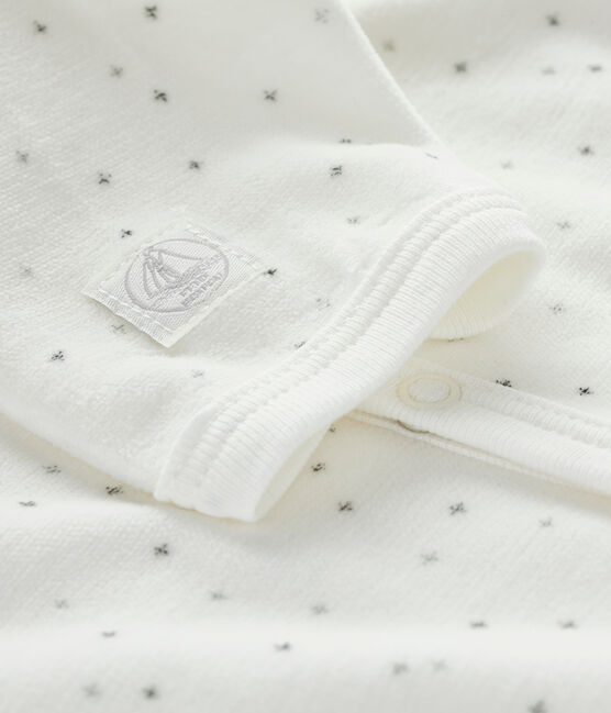 White velour star print sleepsuit MARSHMALLOW white/MULTICO white