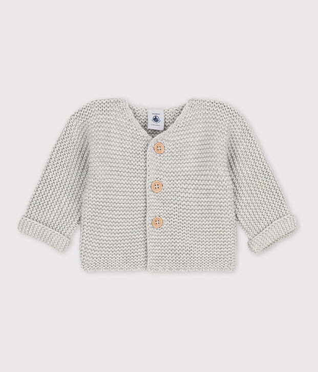 Babies' Moss Stitch Cotton Cardigan BELUGA CHINE