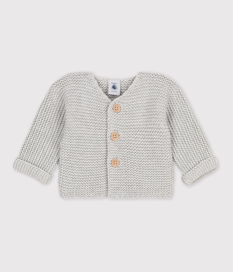 Babies' Moss Stitch Cotton Cardigan grey