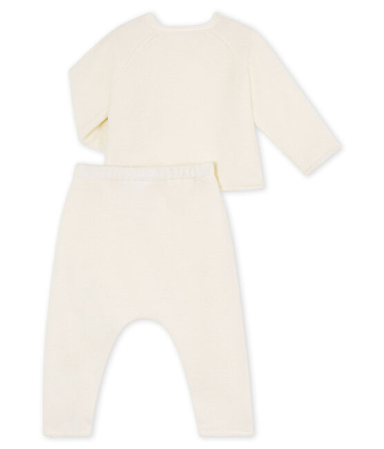 Babies' Clothing in Cotton/Merino Wool/Polyester - 2-Piece Set MARSHMALLOW white