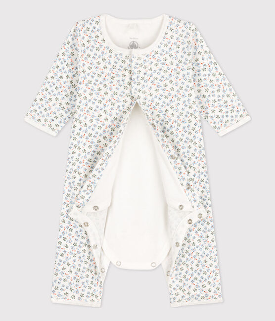 Babies' Patterned Footless Cotton Bodyjama MARSHMALLOW white/MULTICO white