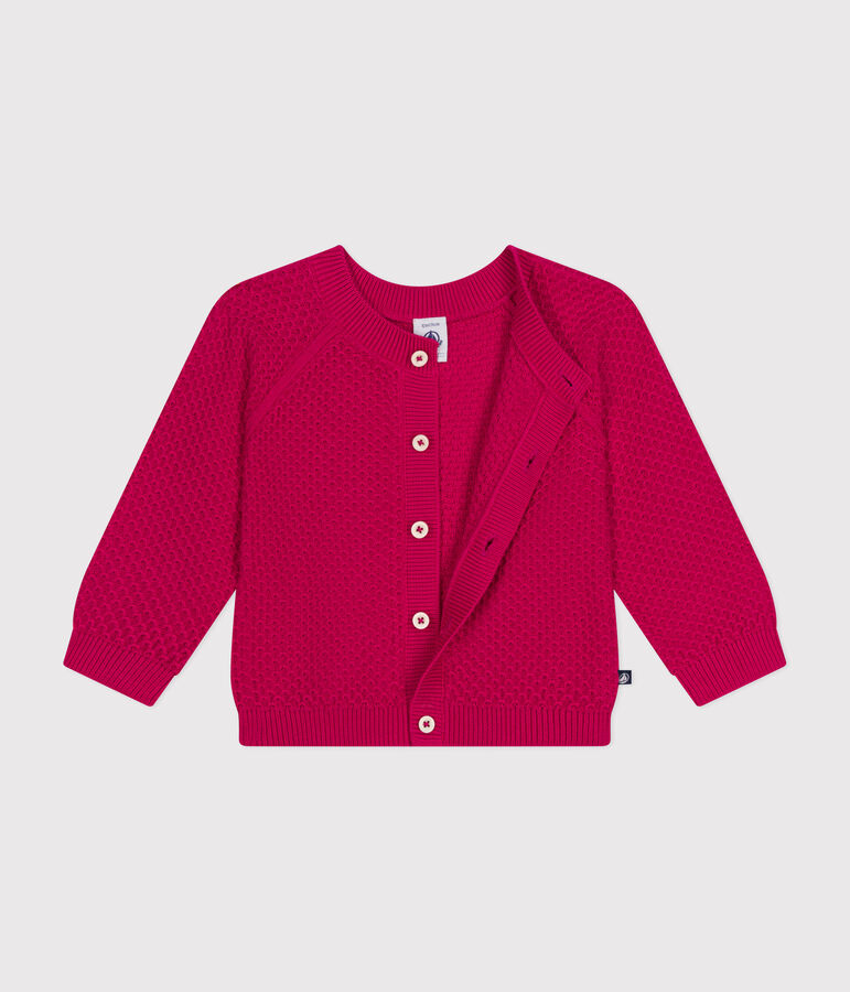 Babies' Knitted Cotton Cardigan pink