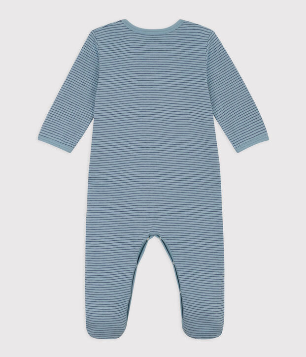 Stripy Tube Knit Sleepsuit blue/blue/blue